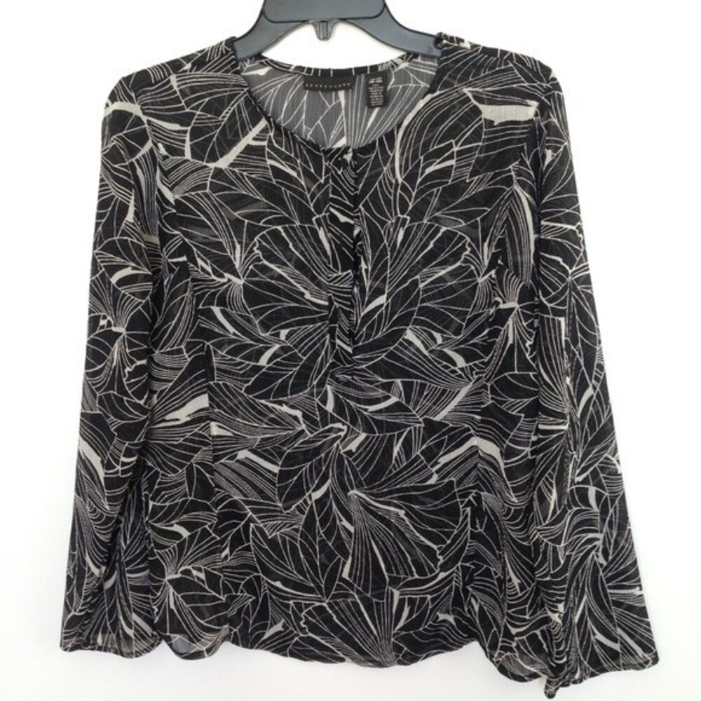 Apostrophe Black White Floral Print Blouse